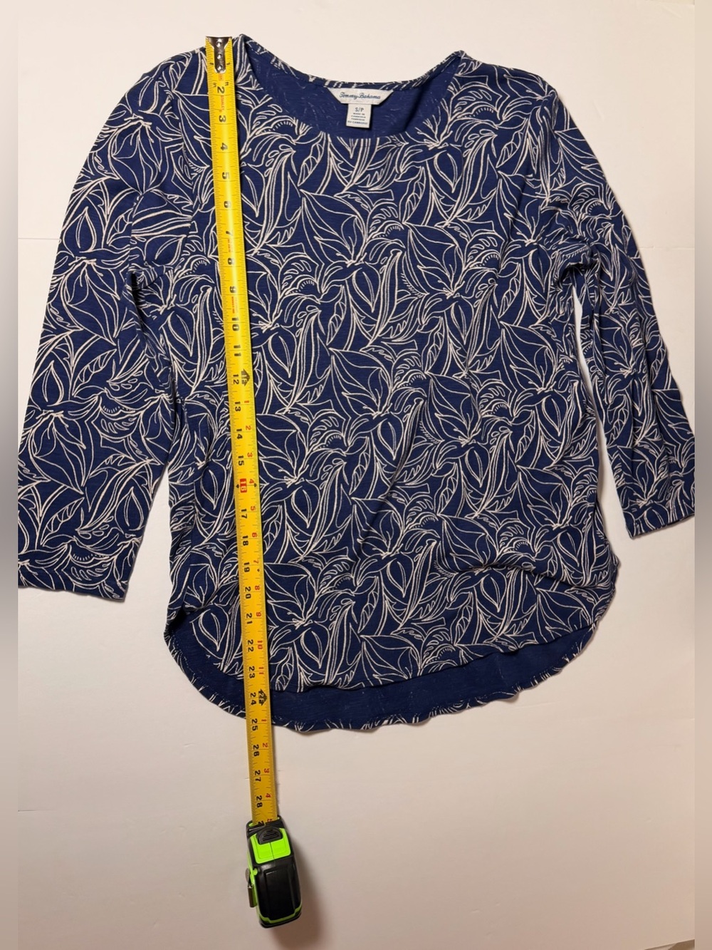 Tommy Bahama Navy and White Leaf-Print Top